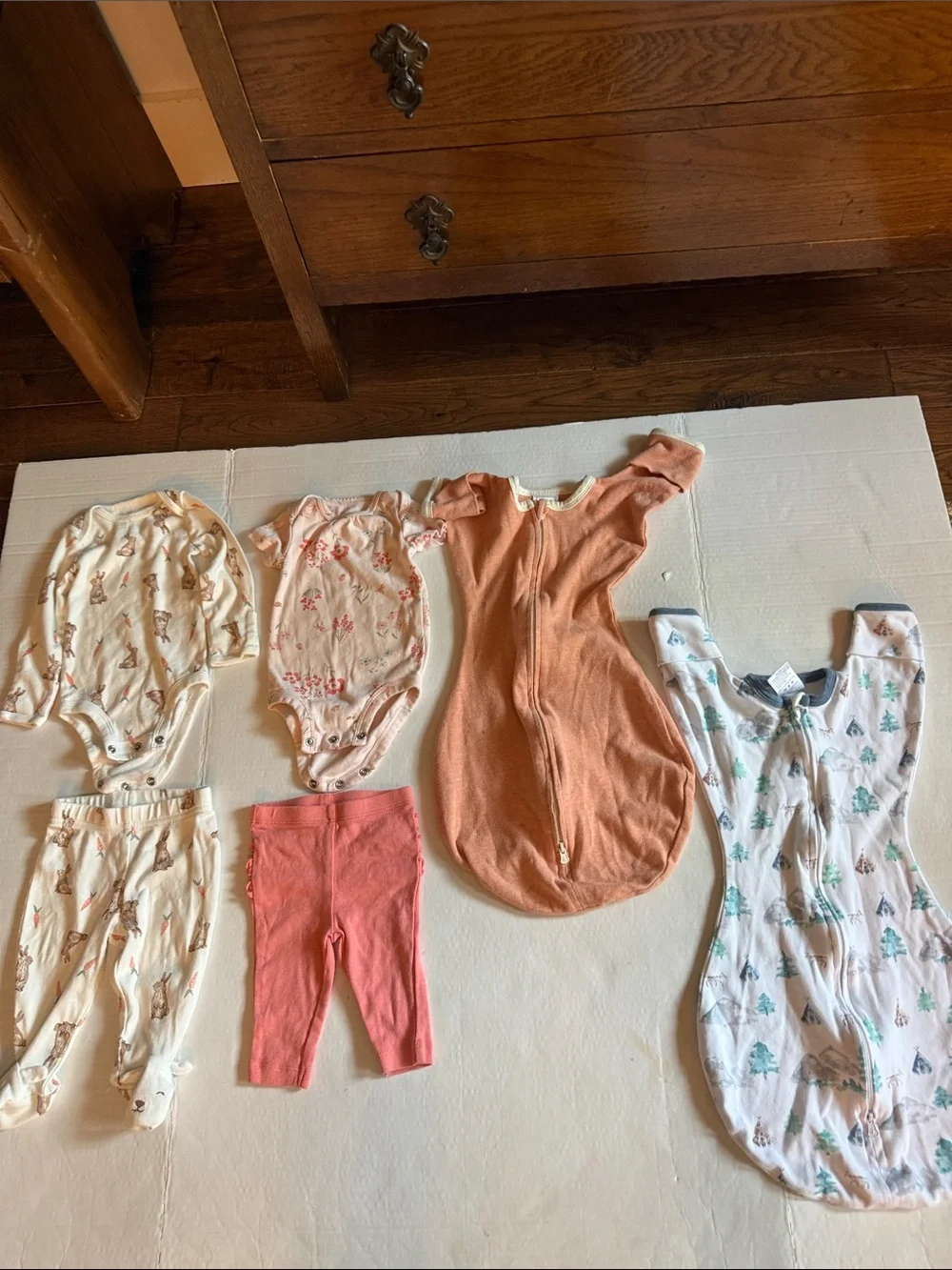 Infants Coral SleepSack & Outdoor themed sleepsack, Bunny 2 piece & flowered set